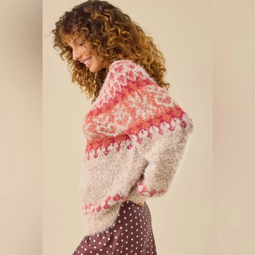 ✨NWT~Altar’d State Fuzzy Fair Isle Sweater✨ - Picture 4 of 9